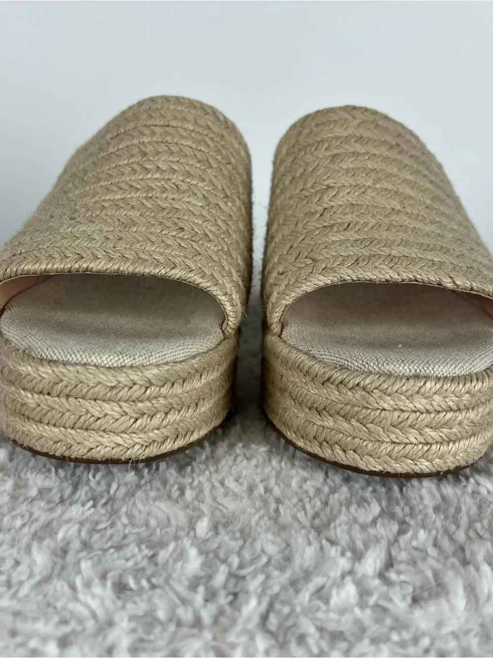 J. Crew Espadrille Platform Braided Wedge Slide Sandals Natural Beige Size 8.5